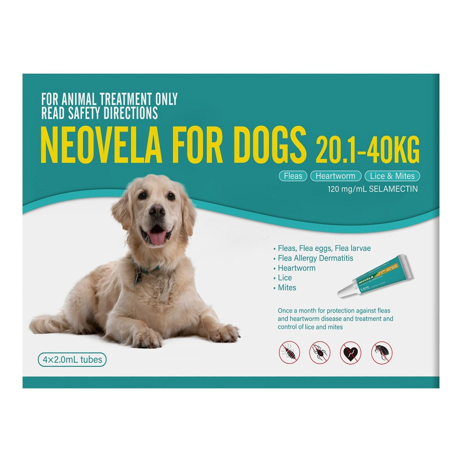 Neovela (Selamectin) Flea and Worming For Dogs 20 - 40 Kg Aqua